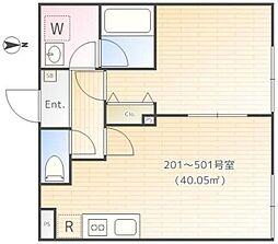 HW.HILLS綾瀬 1LDKの間取図画像