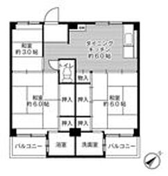 ビレッジハウス伏屋10号棟 3DKの間取図画像