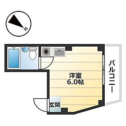 ティーホームズ賑 ワンルームの間取図画像