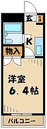 ロイヤルハイツ堀之内 2階1Kの間取り