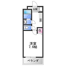 メリー・ヤード泉 1Kの間取図画像