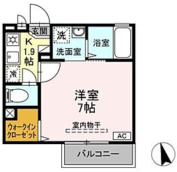 アンフラーゼ 1Kの間取図画像