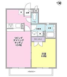 ル・プティ・ニ弦巻 1LDKの間取図画像