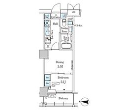 パークアクシス本所吾妻橋サウスレジデンス 6階1DKの間取り