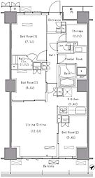 パークアクシス豊洲 3SLDKの間取図画像