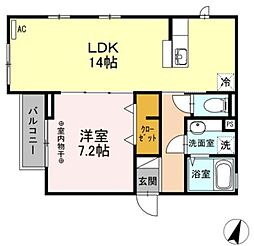 シダーテラス 1LDKの間取図画像