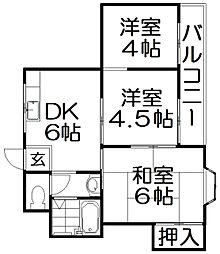 ウエストヒルズ神田 3DKの間取図画像
