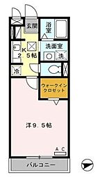 アーバンレクサス 1Kの間取図画像