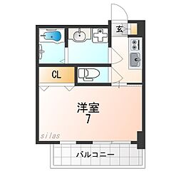 フォーリアライズ昭和南通2 1Kの間取図画像