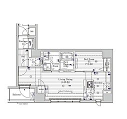 プレール・ドゥーク日本橋浜町 1LDKの間取図画像