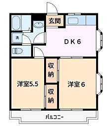 シティコスモ都 2DKの間取図画像
