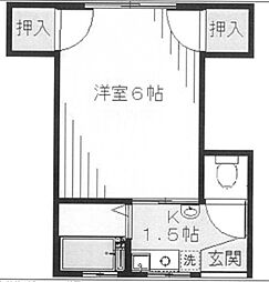 ヴィラ舘野 1階1Kの間取り