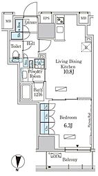 パークアクシス菊川ステーションイースト 11階1LDKの間取り