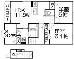 クラール倉治E 3LDKの間取図画像
