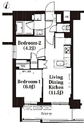 フレンシア高円寺北 2LDKの間取図画像