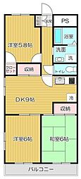 ハイツeco 3DKの間取図画像