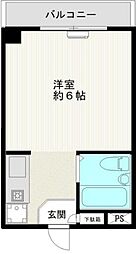 メゾンアサヒ 3階ワンルームの間取り