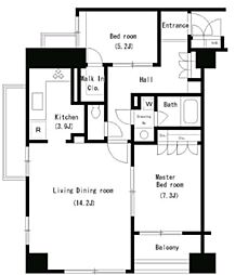 パークアクシス南麻布 2LDKの間取図画像