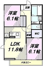 カーサグラナーテ 2LDKの間取図画像