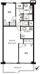 目黒台スカイマンション 2LDKの間取図画像