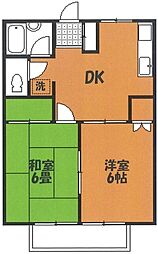 中野ハイツ 2DKの間取図画像