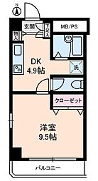 ダイヤモンドレジデンス白河 5階1DKの間取り