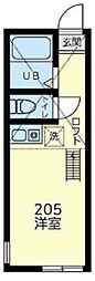 ユナイト日の出ゴルゴンゾーラ ワンルームの間取図画像