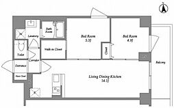 KDXレジデンス上板橋 4階2LDKの間取り
