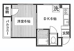 メゾンアートヒルズ 1DKの間取図画像