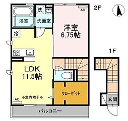 トレ・フィーリャ 1LDKの間取図画像