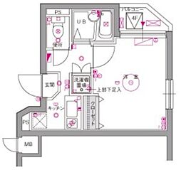 ル・リオン目黒I 3階1Kの間取り