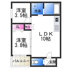 ImaisonRhodon 2LDKの間取図画像