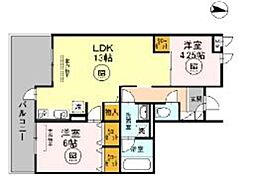 メドゥセルド 2LDKの間取図画像