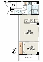 コネクトパークヒルズ新田町 1LDKの間取図画像