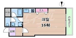 JR片町線(学研都市線) 放出駅 徒歩10分の賃貸マンション 6階ワンルームの間取り