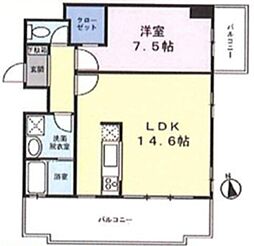 キャピタルノア日野 7階1LDKの間取り