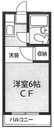 エメラルドハイツ ワンルームの間取図画像