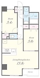 Une　Lumiere 3階2LDKの間取り