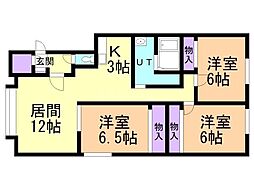 ルピナスB 3LDKの間取図画像