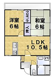 明石JoukoコーポB 2LDKの間取図画像