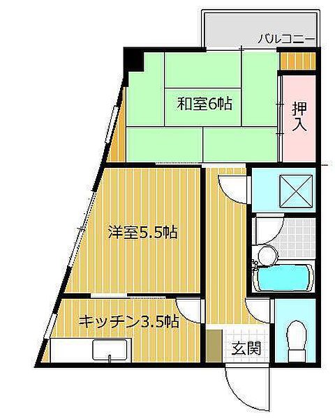 石原第6ビル 405｜神奈川県横浜市青葉区市ケ尾町(賃貸マンション2K・4階・37.26㎡)の写真 その2