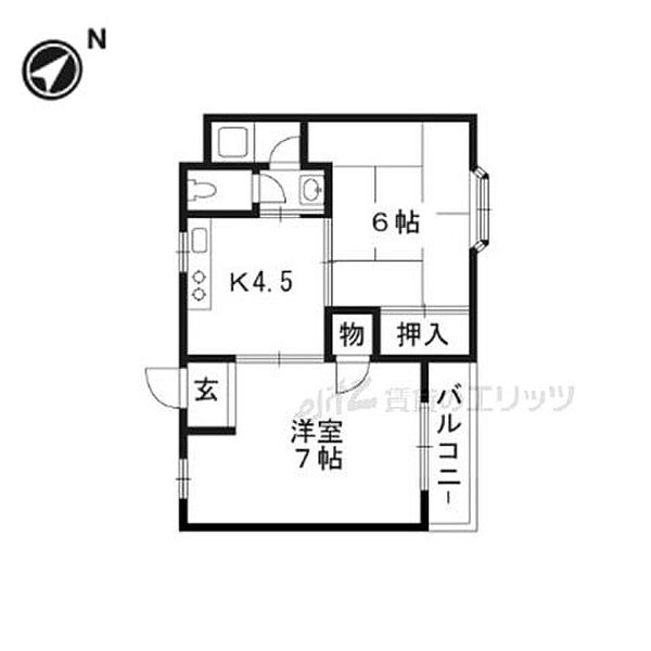 登町ハイツ 106｜大阪府高槻市登町(賃貸マンション2DK・1階・45.00㎡)の写真 その2