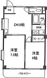 フォレスト相模 2DKの間取図画像