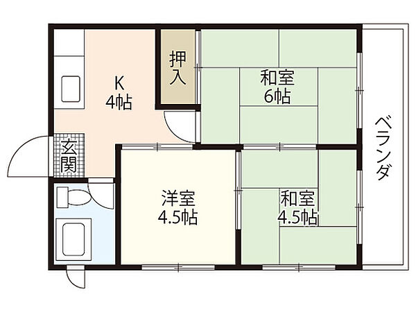 第2大田ビル ｜広島県広島市安佐南区八木9丁目(賃貸マンション3K・4階・39.84㎡)の写真 その2