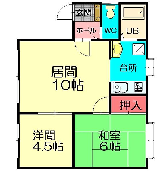 リバーサイド秋月橋 3-201｜北海道旭川市末広東三条４丁目(賃貸アパート2LDK・2階・46.17㎡)の写真 その2