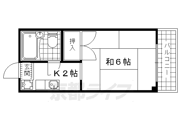 京都府京都市山科区四ノ宮川原町(賃貸マンション1K・2階・17.01㎡)の写真 その2