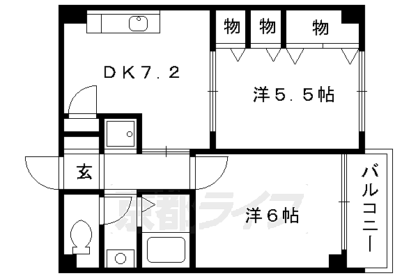 セントアミュー 104｜京都府京都市伏見区北端町(賃貸マンション2DK・1階・42.37㎡)の写真 その2