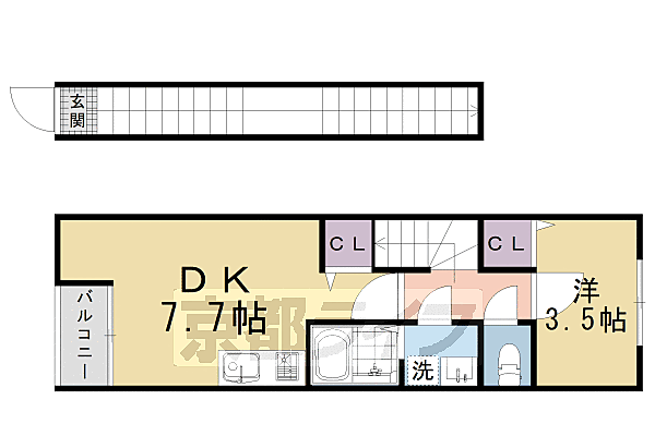 ＣＡＳＡ　ＷＯＯＤIII 303｜京都府京都市伏見区深草綿森町(賃貸アパート1DK・3階・37.69㎡)の写真 その2