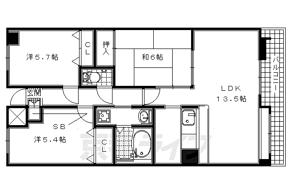 グランＫ’Ｓ 407｜京都府宇治市伊勢田町大谷(賃貸マンション3LDK・4階・67.96㎡)の写真 その2