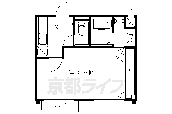 京都府京都市山科区竹鼻堂ノ前町(賃貸マンション1K・4階・26.44㎡)の写真 その2